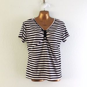 Navy and white striped top